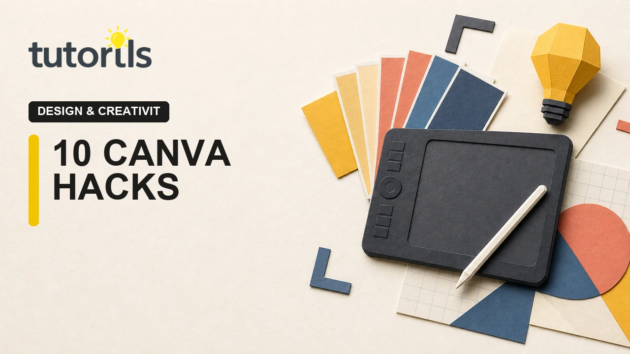 Realistic paper-craft illustration for 10 Canva Hacks Every Beginner Should Know