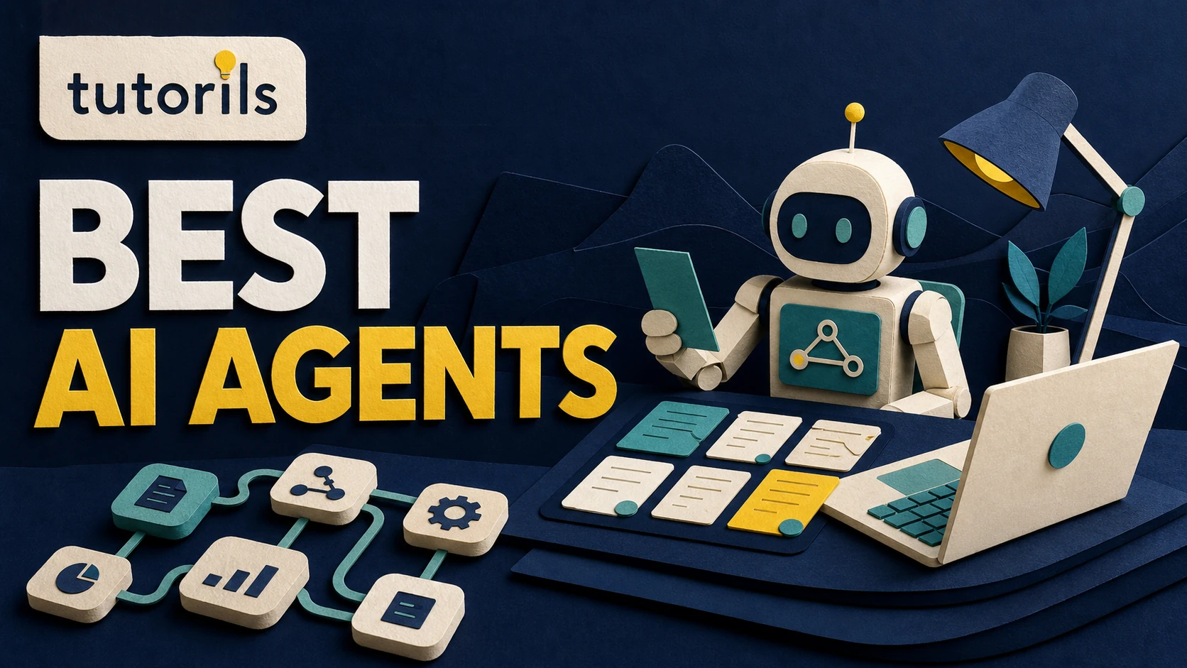 Realistic paper-craft illustration for Best AI Agents for Daily Work in 2026: 10 Tools Compared