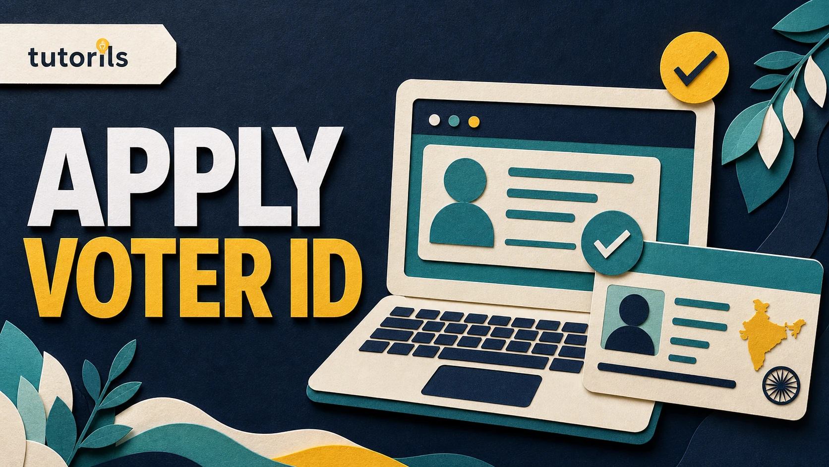Realistic paper-craft illustration for How to Apply for Voter ID Card Online in India