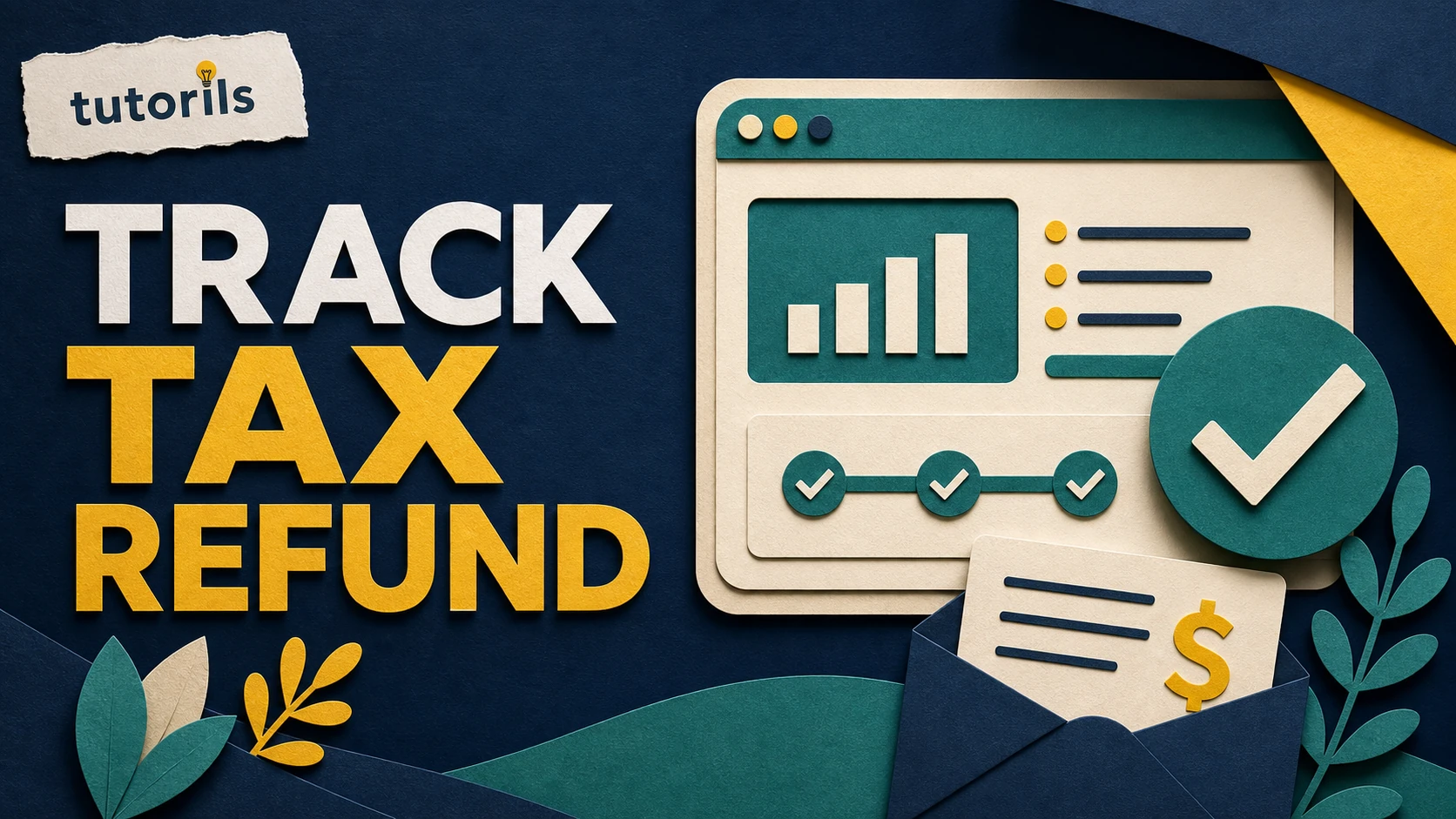 Realistic paper-craft illustration for How to Check Income Tax Refund Status Online