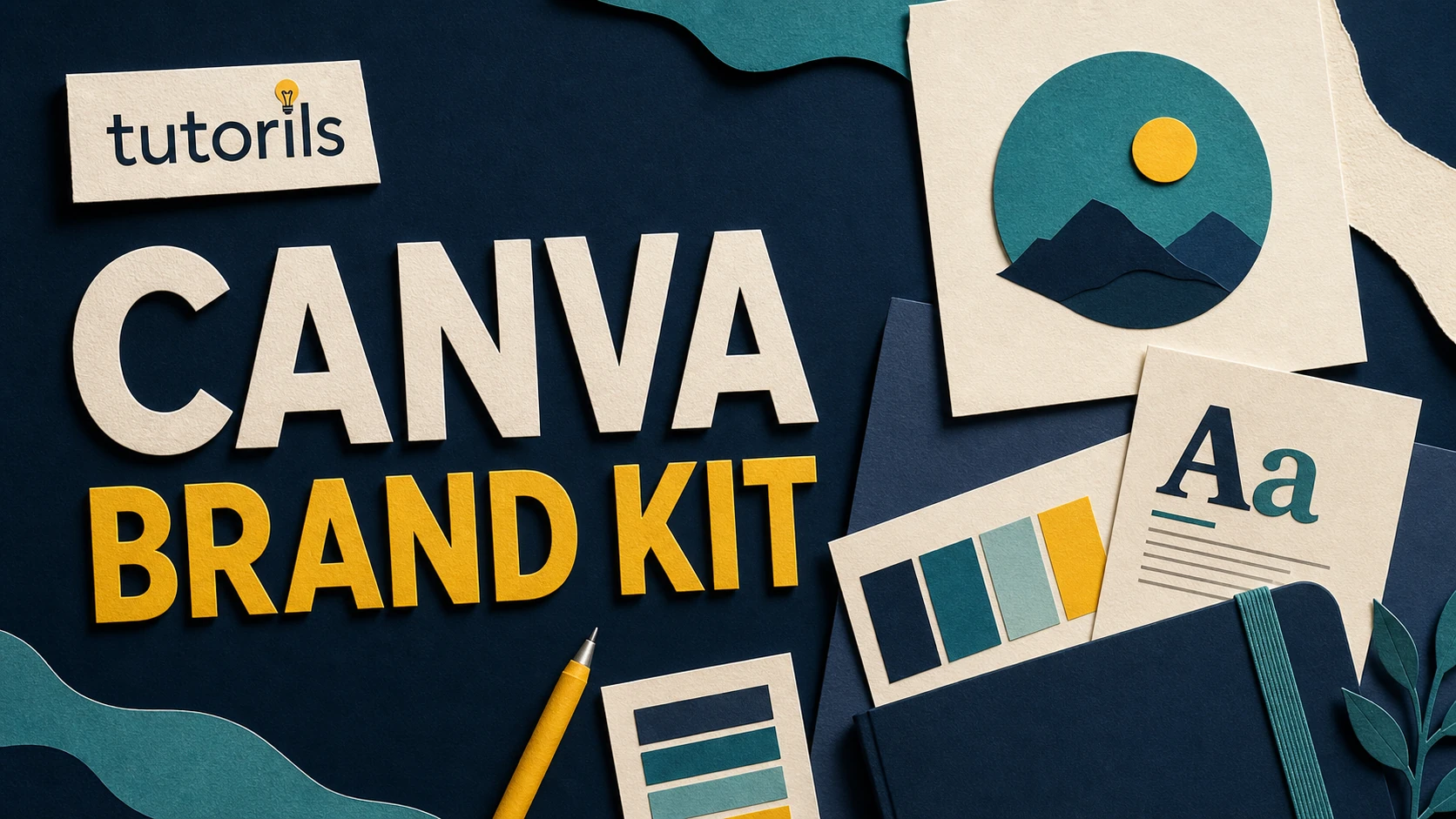 Realistic paper-craft illustration for How to Create a Brand Kit in Canva for Your Blog
