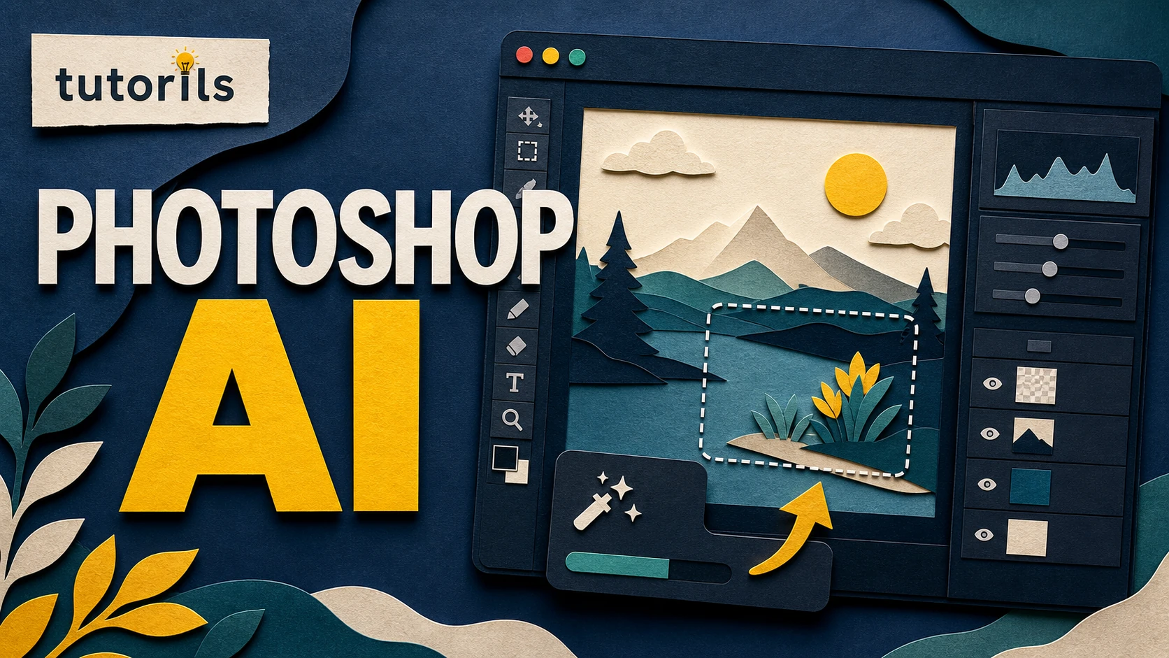 Realistic paper-craft illustration for Photoshop AI Generative Fill: Beginner Tutorial with Examples