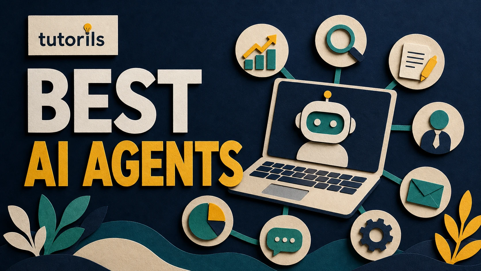 Realistic paper-craft illustration for Best AI Agents to Use Right Now - Complete Guide