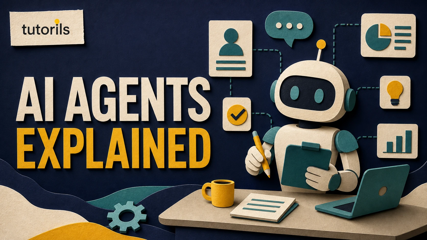 Realistic paper-craft illustration for AI Agents vs AI Assistants: What Beginners Should Know