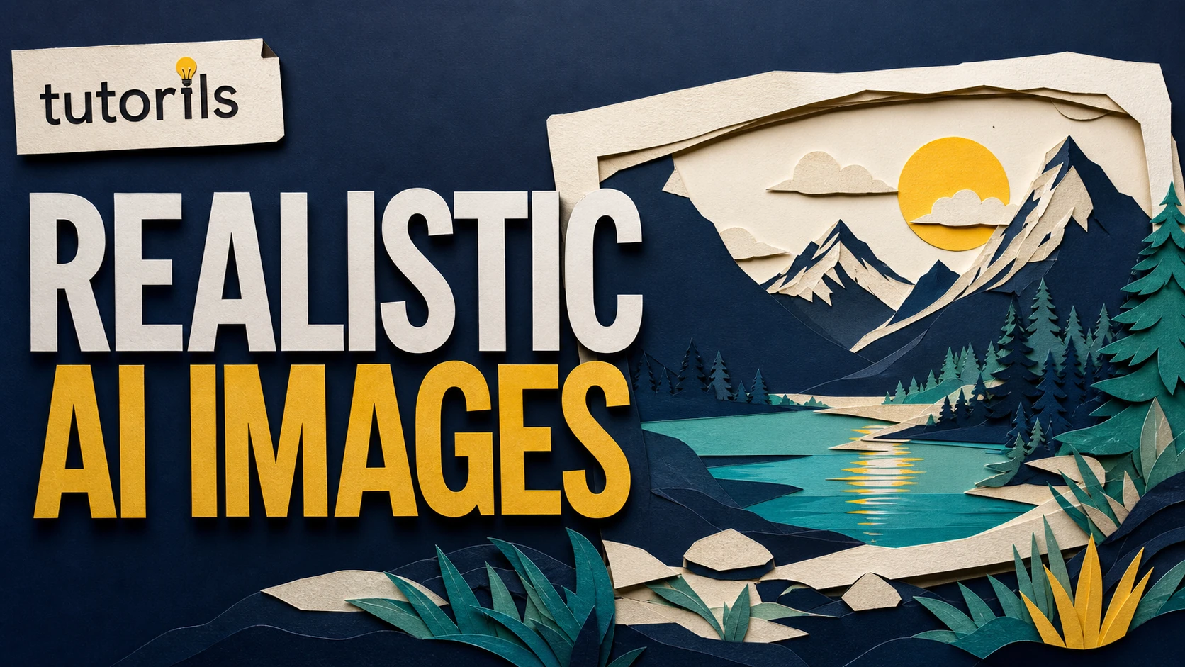 Realistic paper-craft illustration for AI Image Prompt Guide for Realistic Blog Thumbnails
