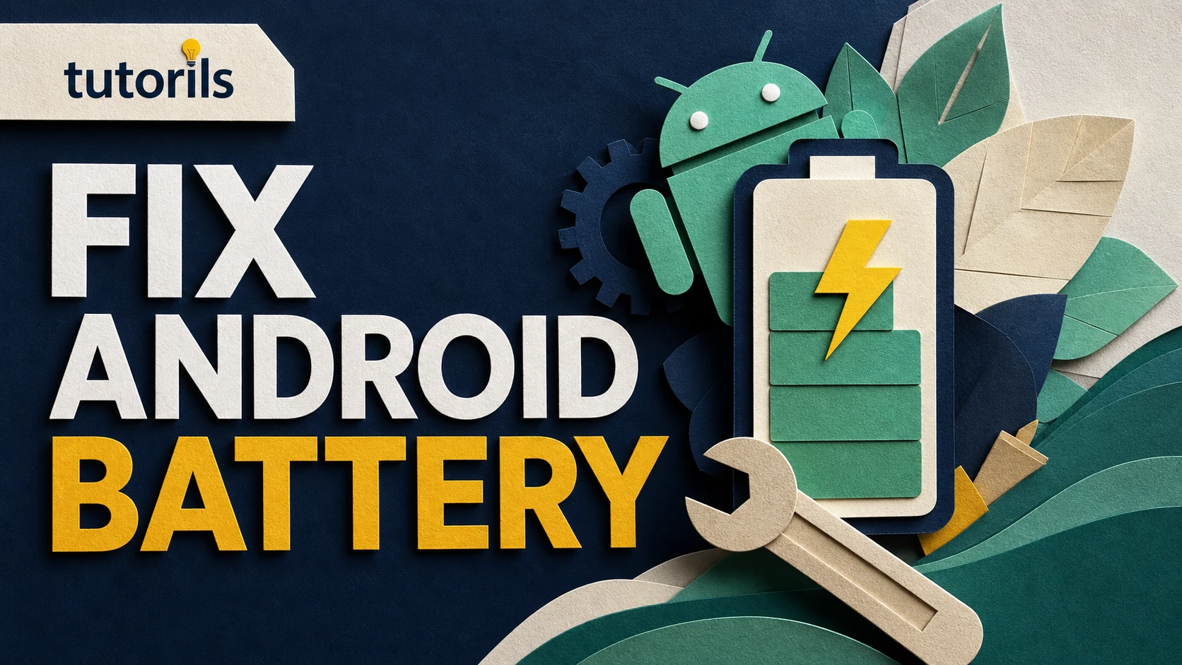 Realistic paper-craft illustration for Android Battery Draining Fast? 12 Settings to Fix It