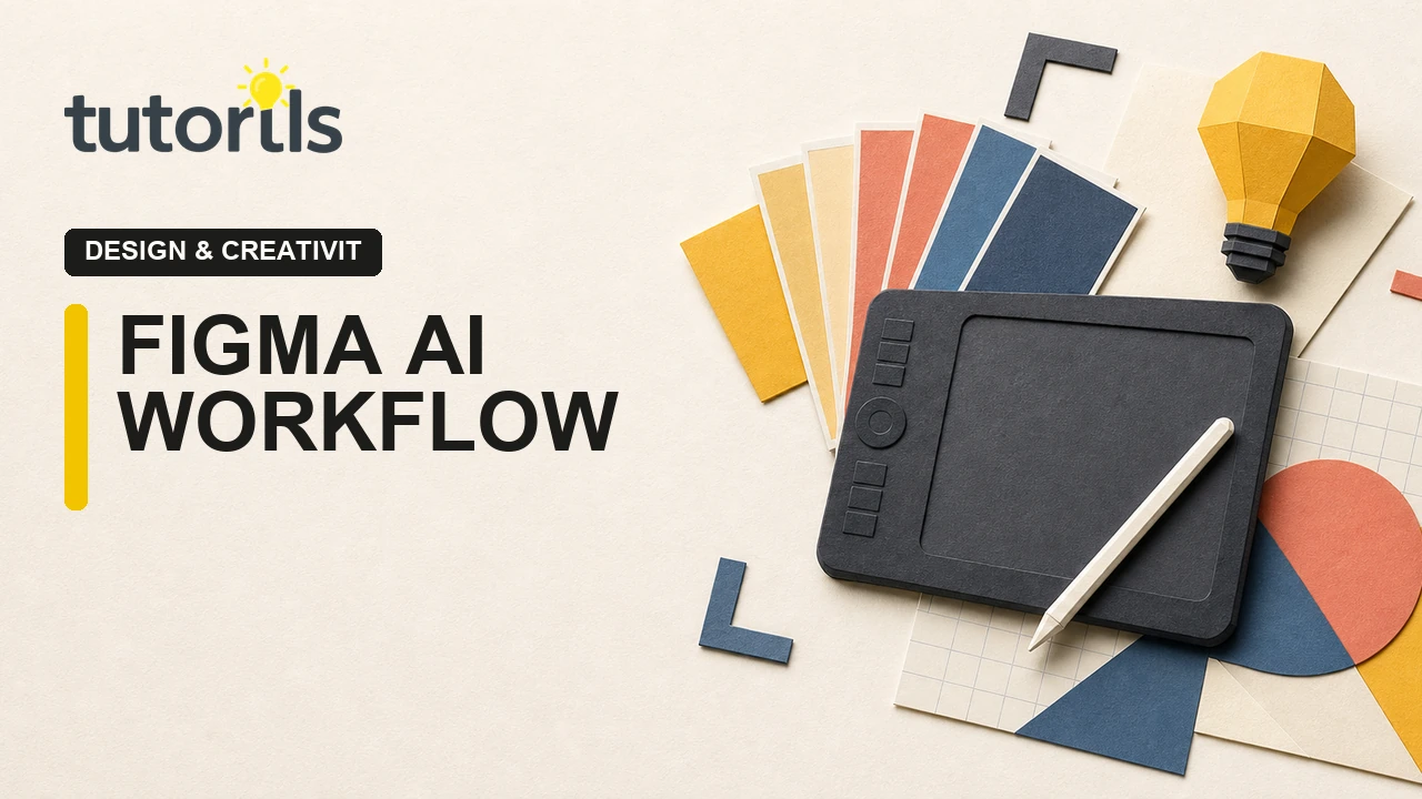 Realistic paper-craft illustration for Figma AI Workflow for Faster Wireframes and Prototypes