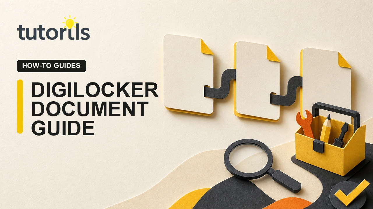 Realistic paper-craft illustration for How to Use DigiLocker for PAN, Aadhaar and Certificates