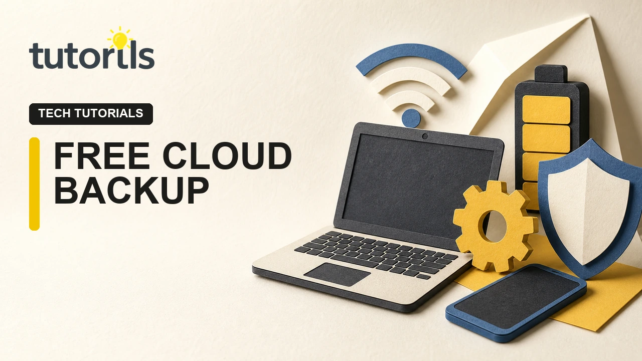 Realistic paper-craft illustration for Best Free Cloud Backup Setup for Phone and Laptop Files