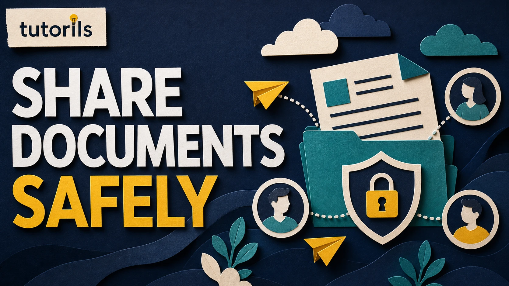 Realistic paper-craft illustration for How to Download and Share Government Documents Safely