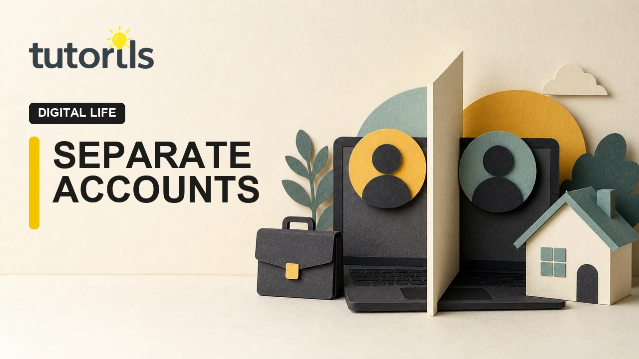 Paper-craft work and personal profiles divided into separate spaces