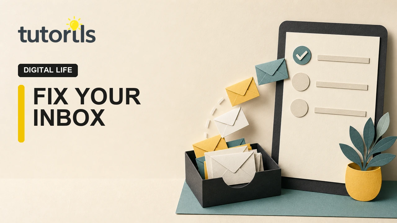 Paper-craft email inbox moving tasks into a checklist