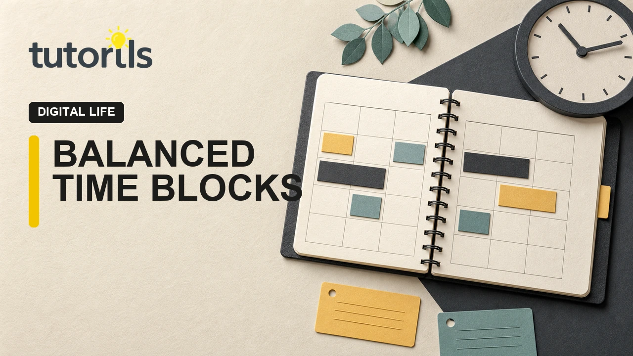 Paper-craft calendar with balanced time blocks and open space