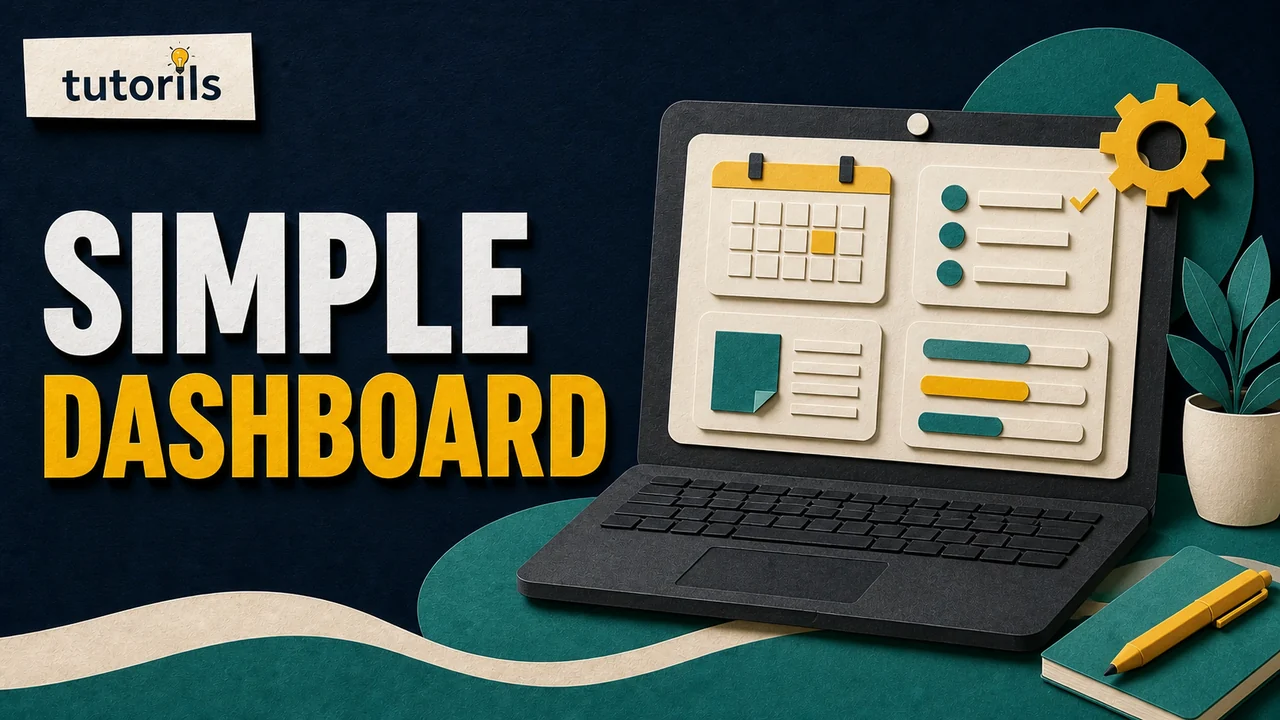 Paper-craft laptop with a simple personal dashboard calendar priorities notes and progress cards