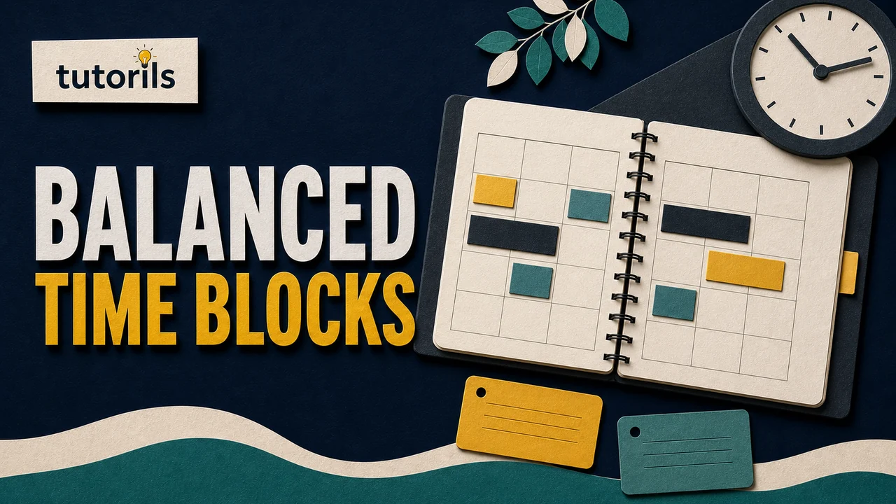 Paper-craft weekly planner with balanced time blocks open space notes and a clock