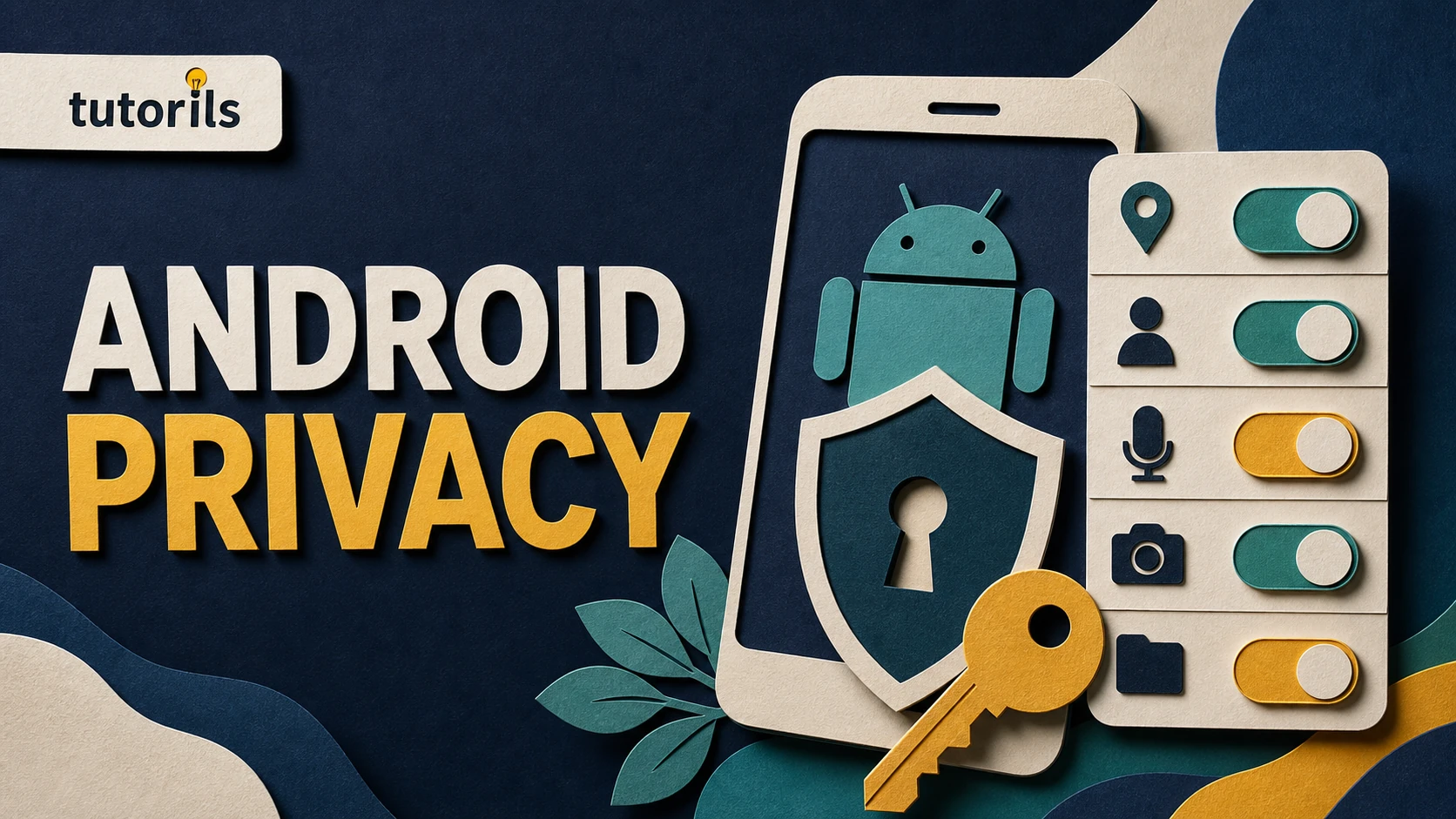 Realistic paper-craft illustration for Best Privacy Settings to Change on Android in 2026