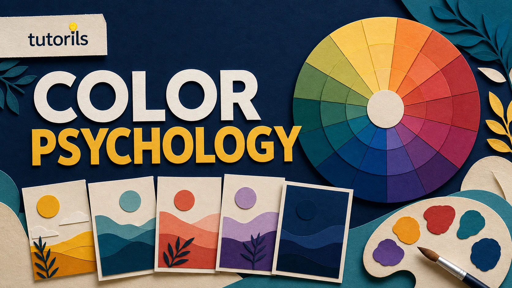 Realistic paper-craft illustration for Color Psychology for Beginners: Pick Better Colors for Content