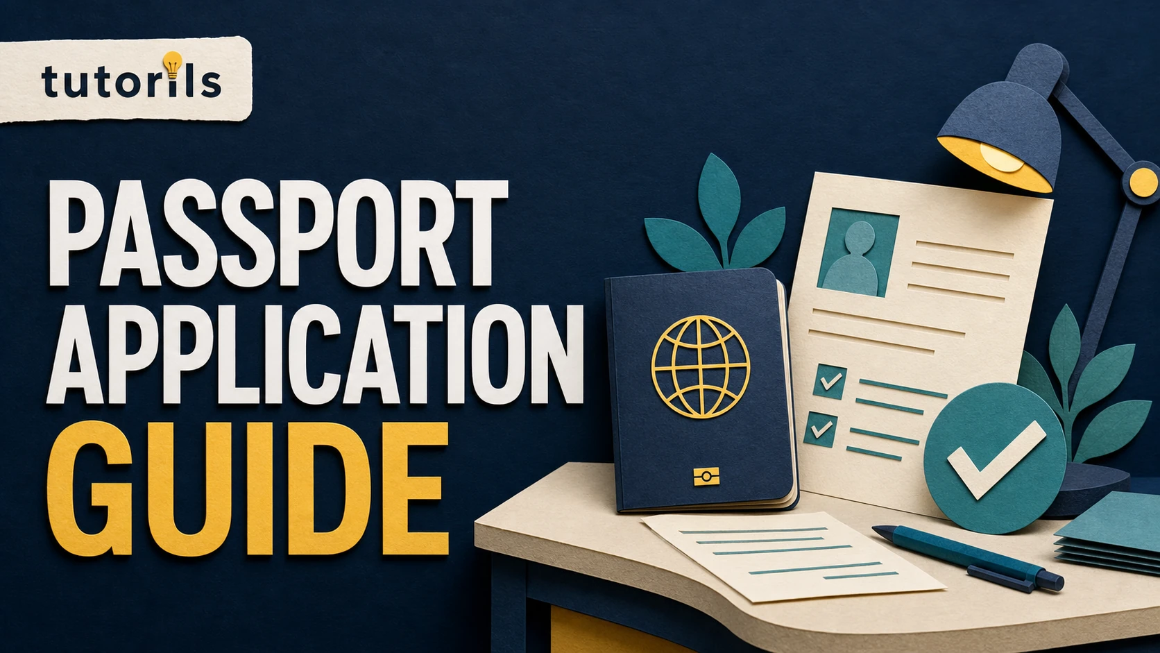 Realistic paper-craft illustration for How to Apply for a Passport Online in India 2025 - Step by Step
