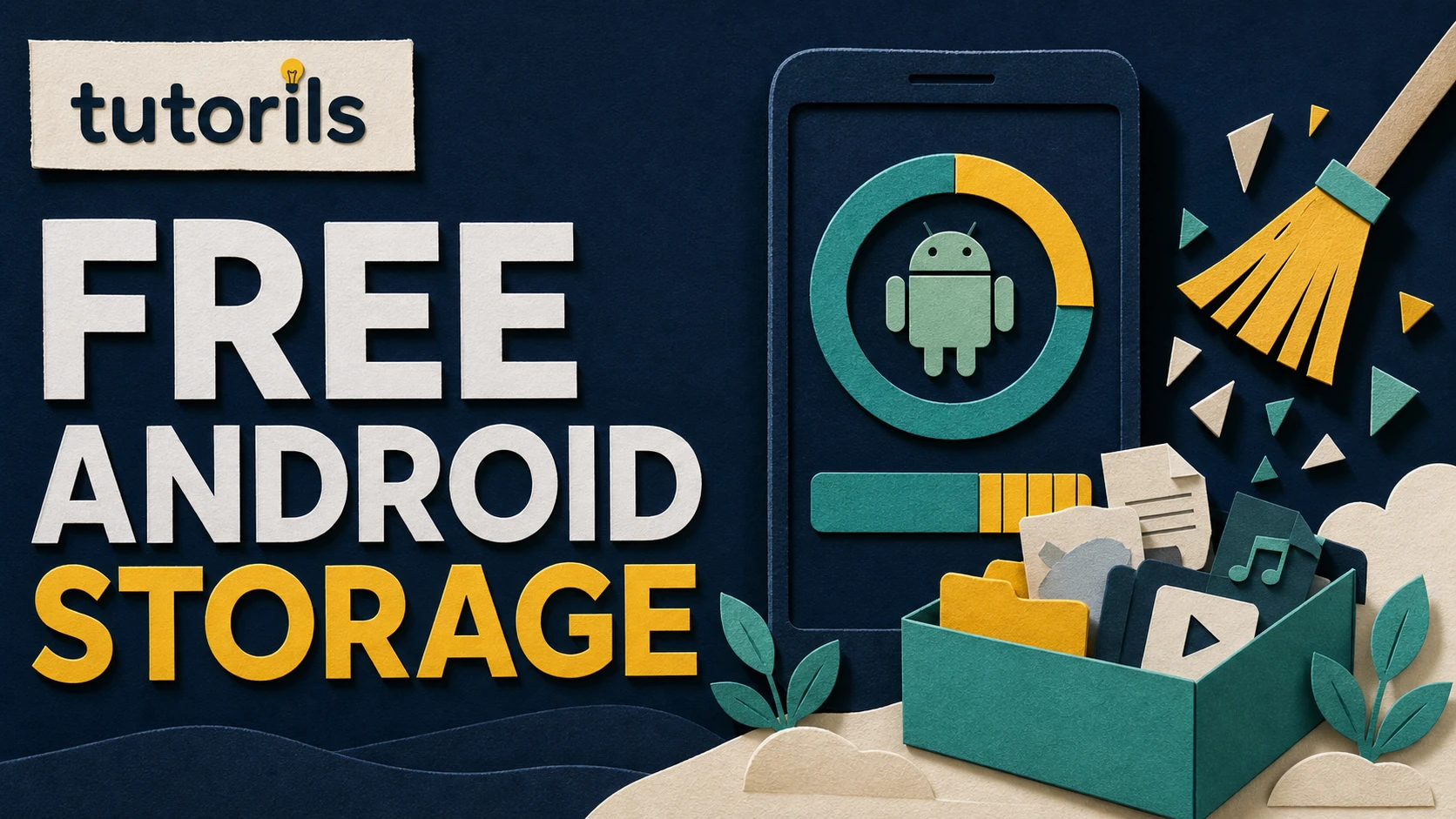 Realistic paper-craft illustration for How to Clear Storage on Android Without Deleting Important Files