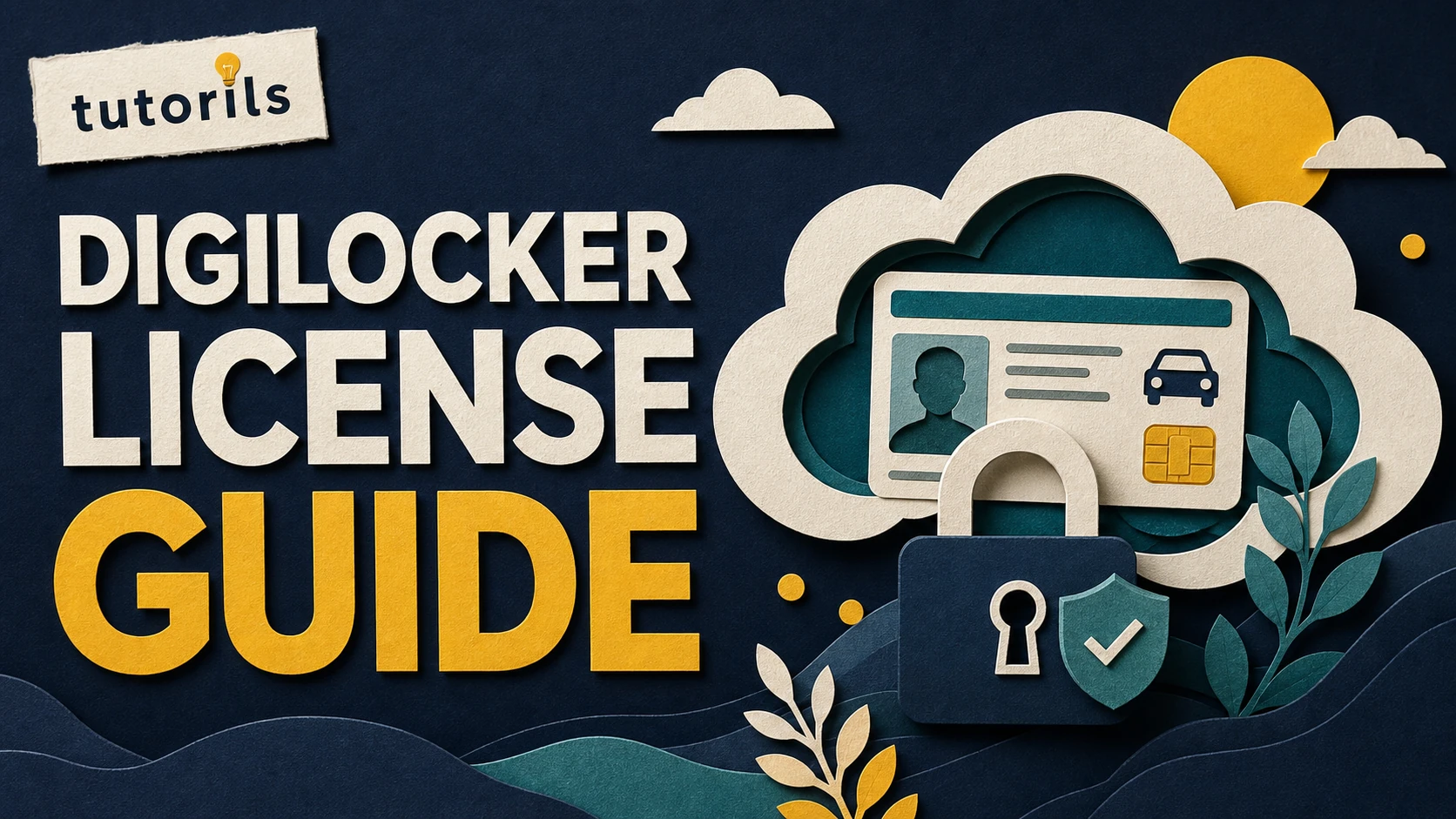 Realistic paper-craft illustration for How to Use DigiLocker for Driving Licence and RC Documents