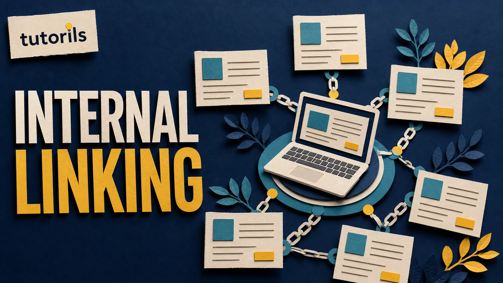 Realistic paper-craft illustration for How to Use Internal Links to Boost Blog Rankings