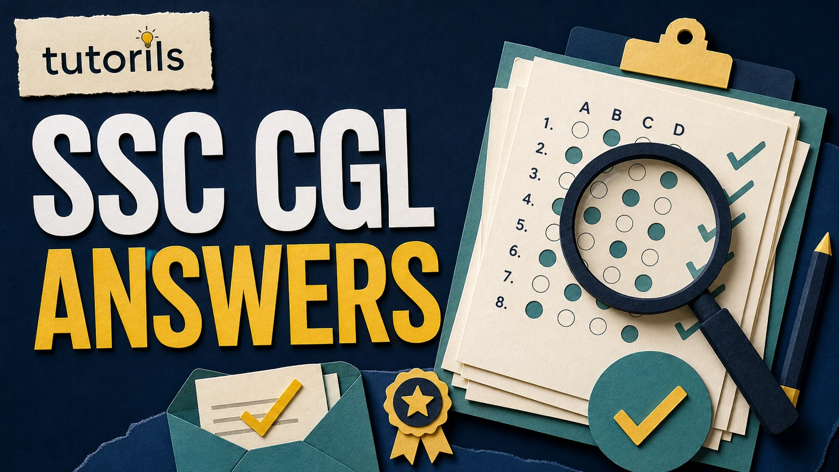 Realistic paper-craft illustration for SSC CGL 2025 Answer Key: Insights & Tutorials