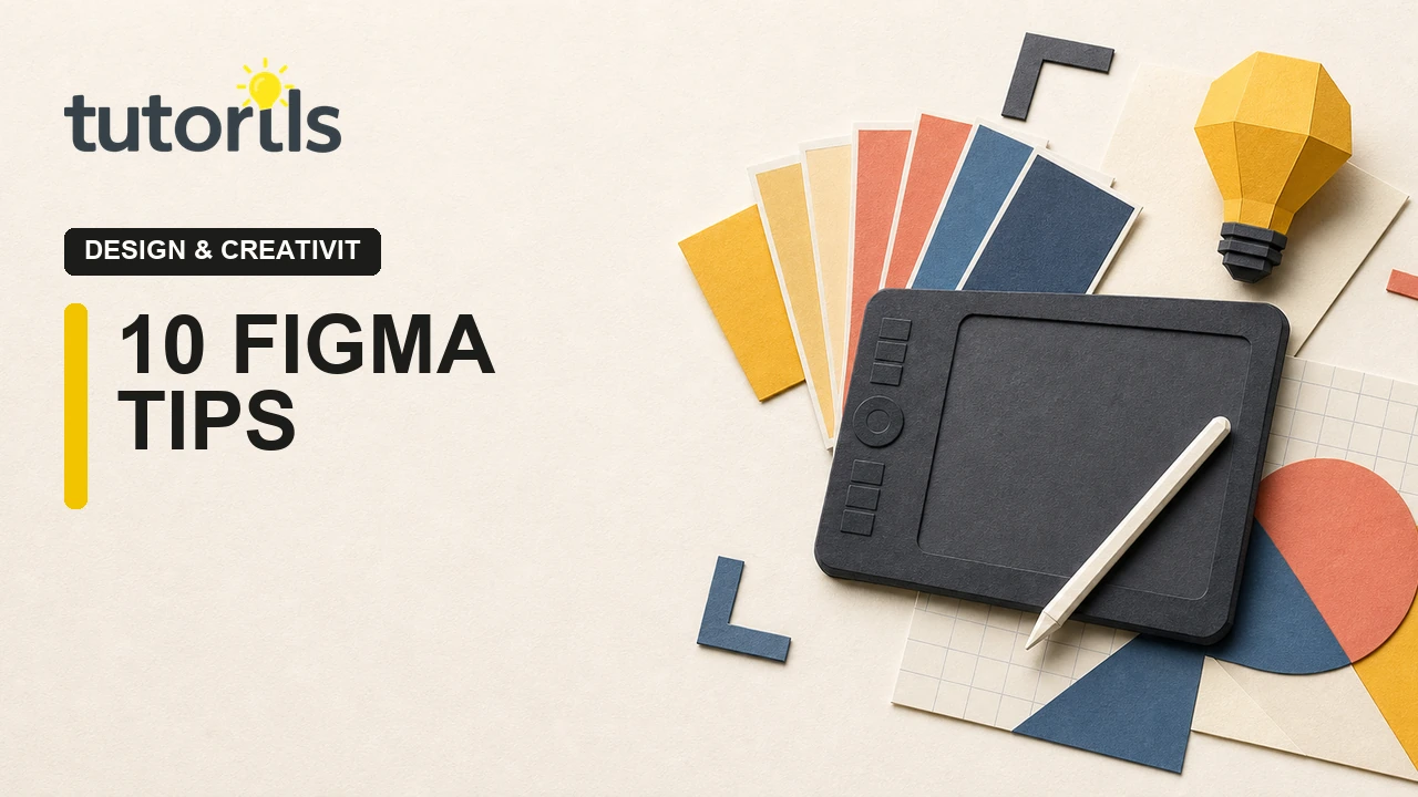Realistic paper-craft illustration for 10 Figma Tips Every Designer Must Know