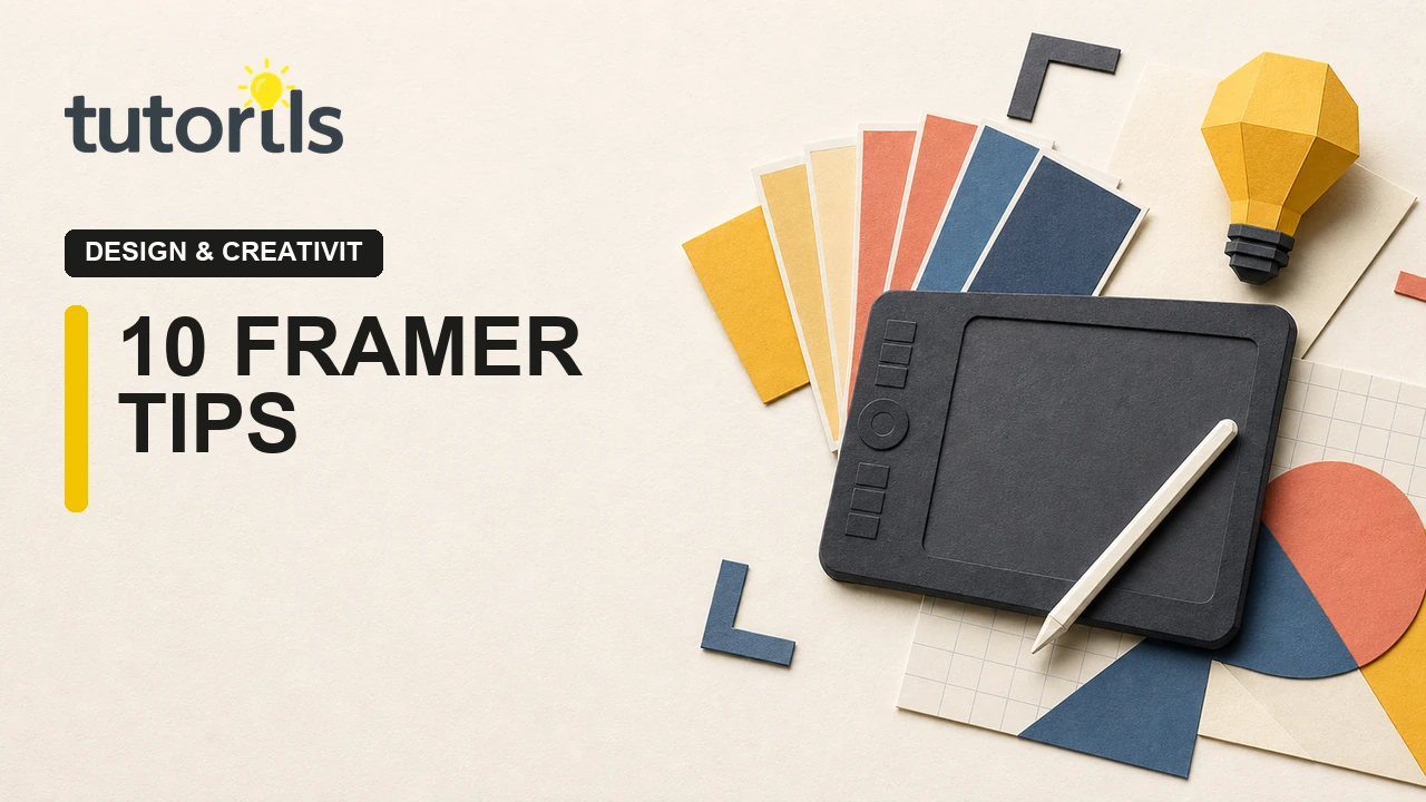 Realistic paper-craft illustration for 10 Framer Tips Every Web Designer Should Know