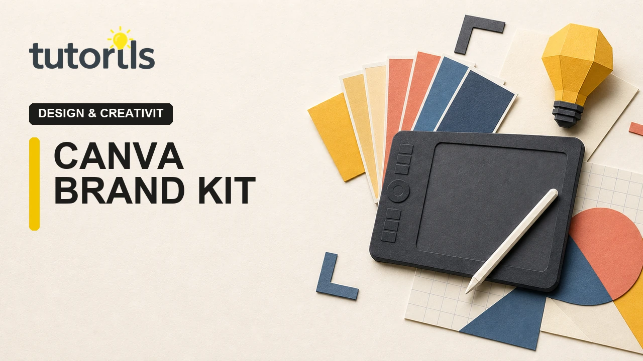 Realistic paper-craft illustration for How to Create a Brand Kit in Canva for Your Blog