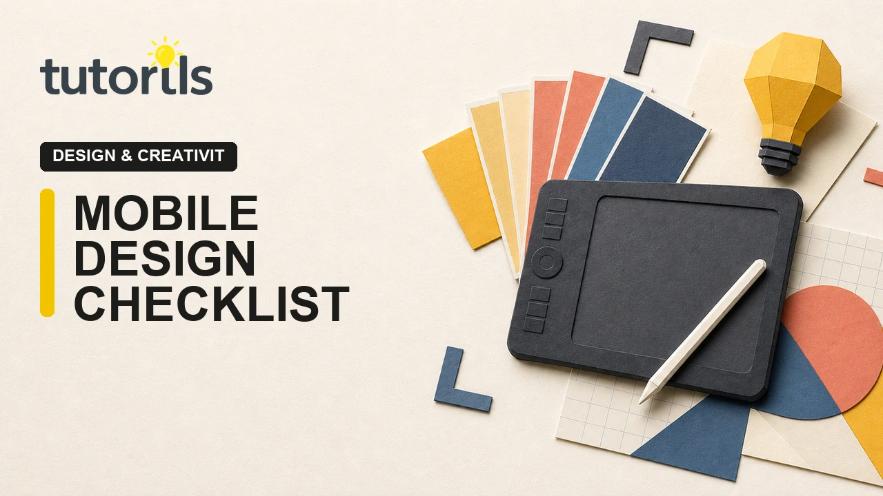Realistic paper-craft illustration for Mobile-First Design Checklist for Beginners