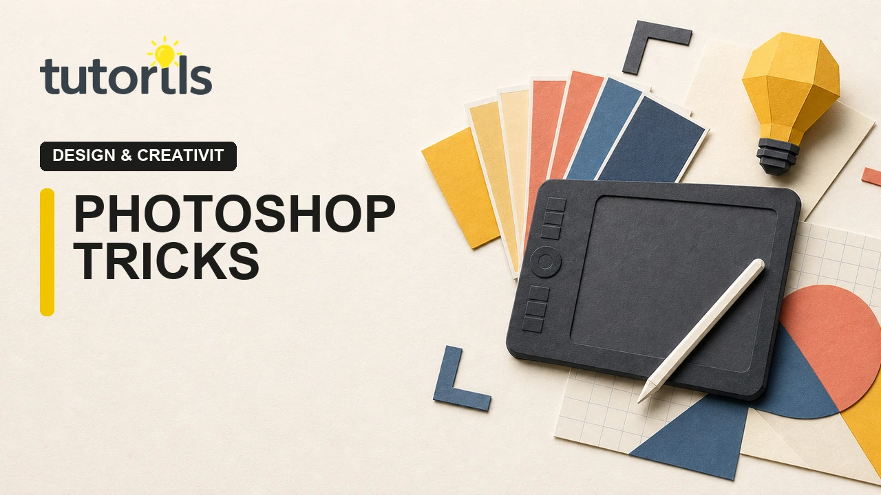 Realistic paper-craft illustration for Photoshop Tricks: 5 Ways to Enhance Your Photos in 2025