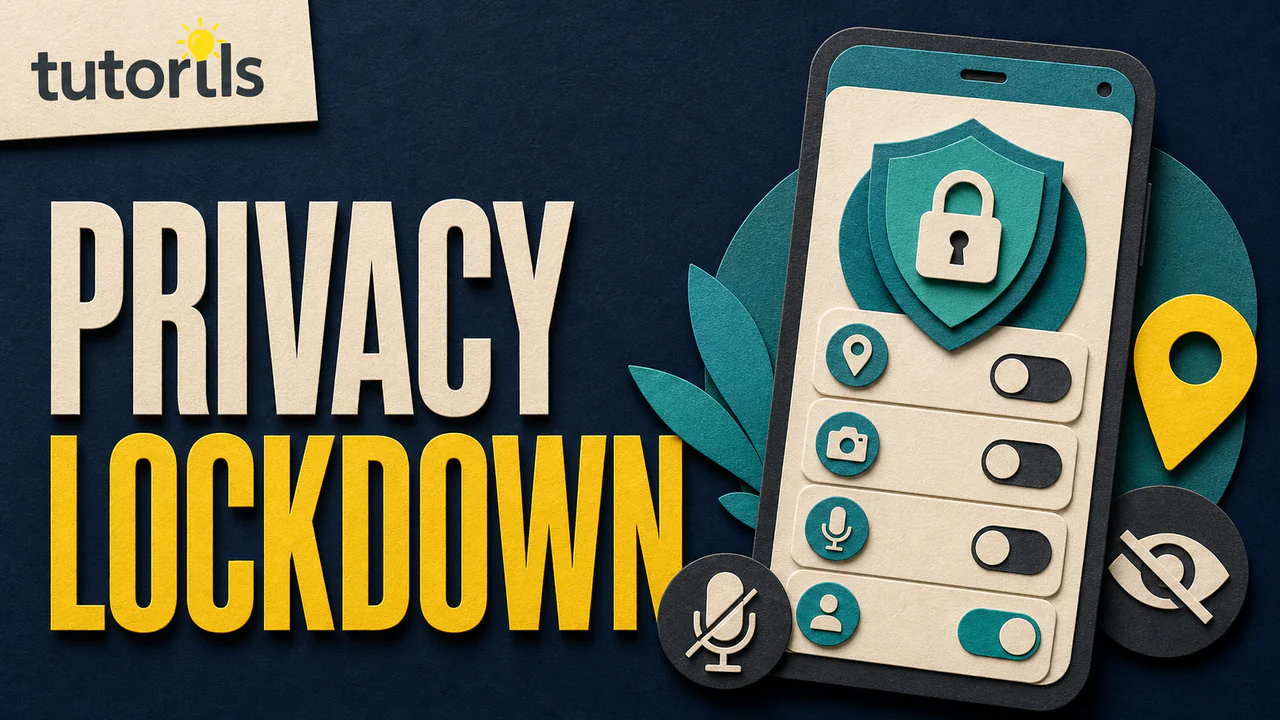 Paper-craft Android privacy controls with a shield and permission switches