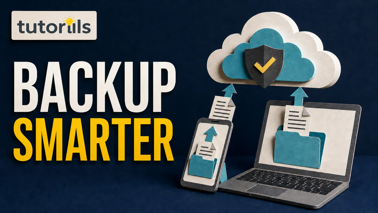 Paper-craft phone and laptop sending protected files to a cloud backup