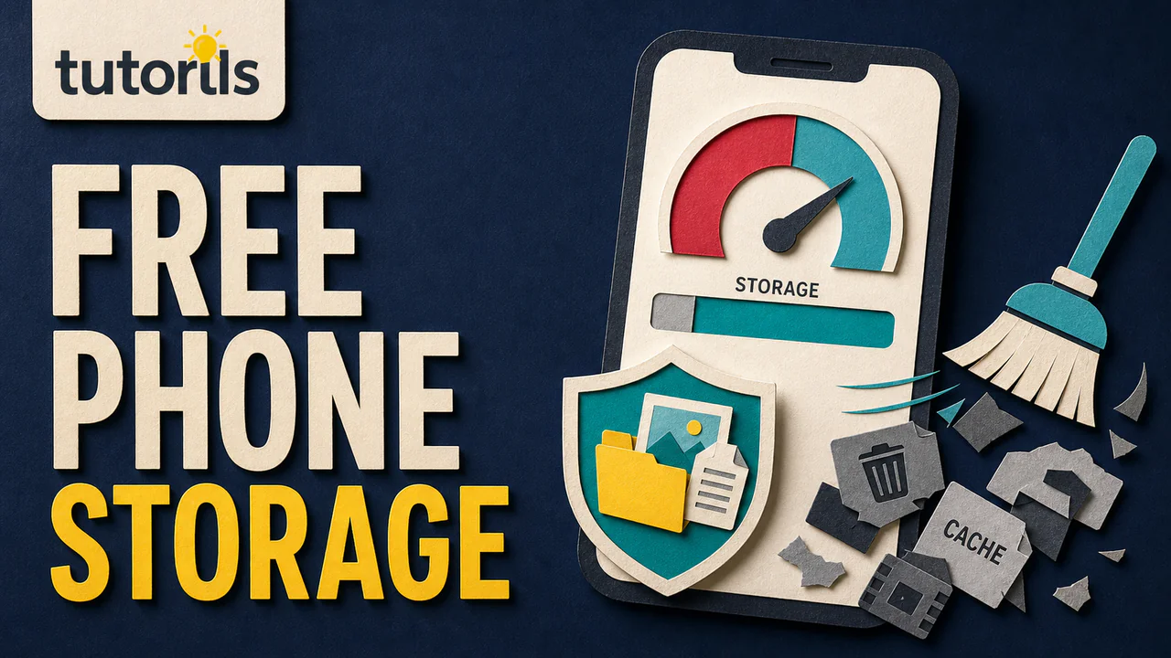 Paper-craft phone storage gauge clearing cache while protecting files