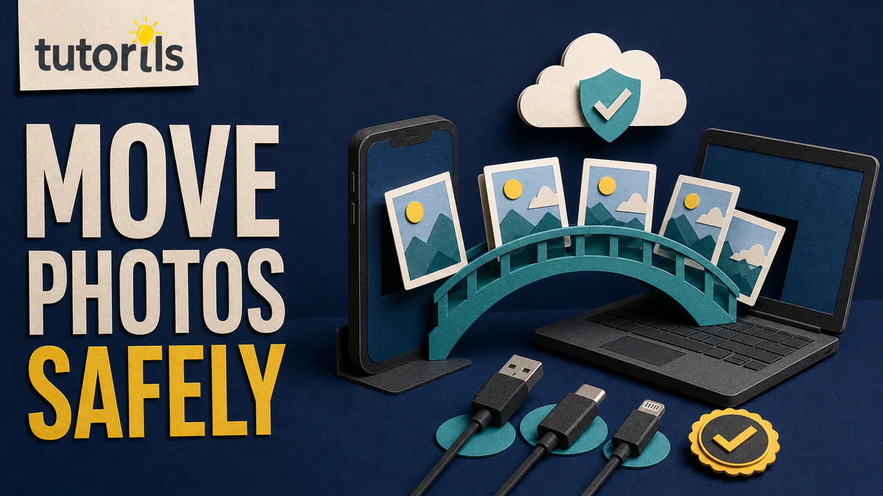 Paper-craft photos moving safely from a phone to a laptop